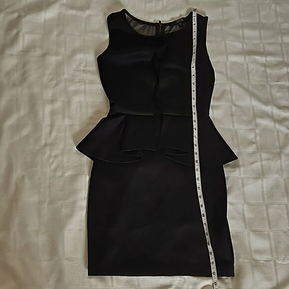 Guess Cocktail Sheer Front & Back Peplum Mini Dress Black Small - Picture 11 of 16